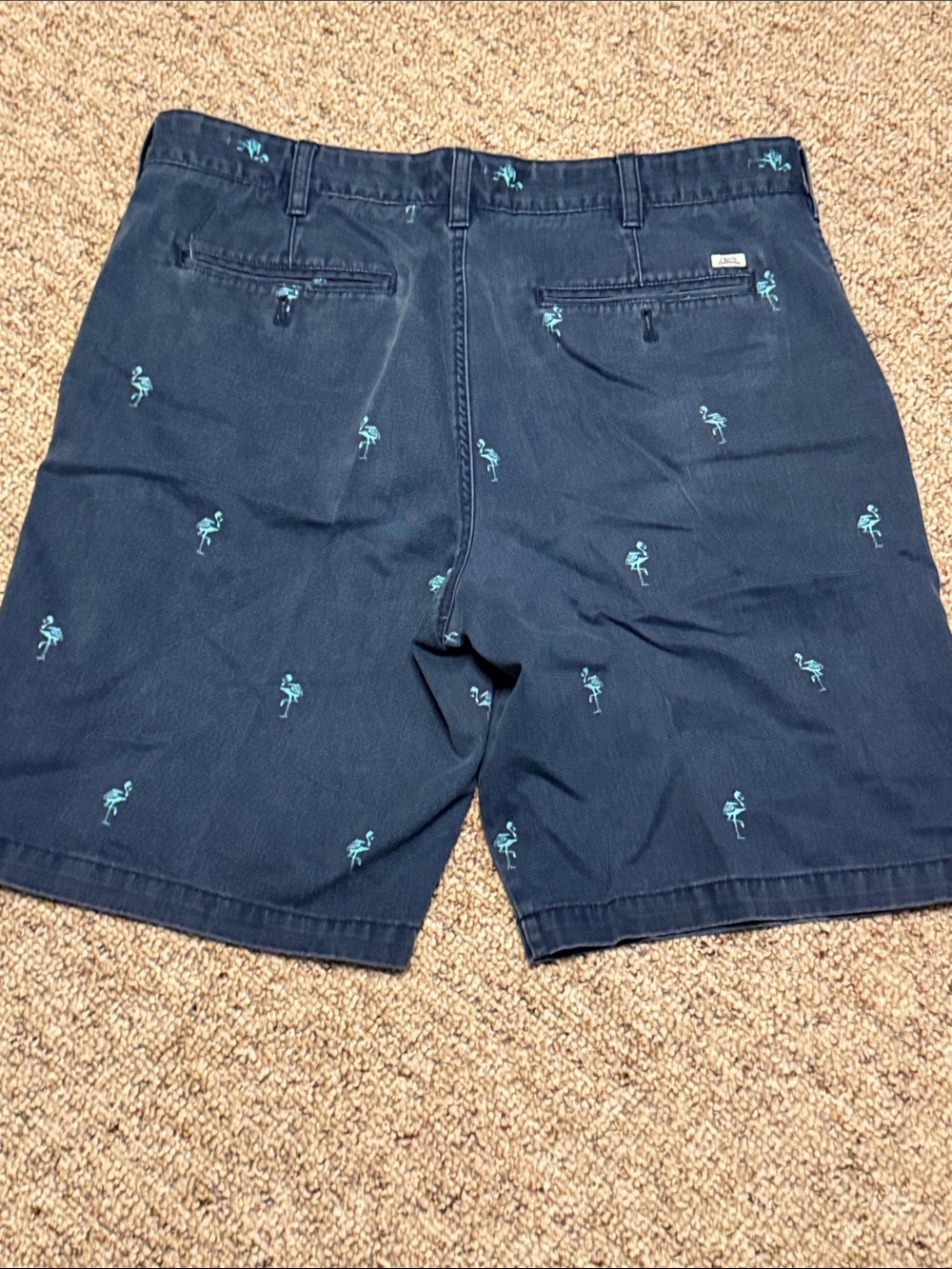 Izod Navy Shorts with Teal Flamingo Embroidery - Picture 3 of 5